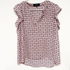 Lipslide Blouse Size XL Blush Goose Print Ruffle Sleeve
